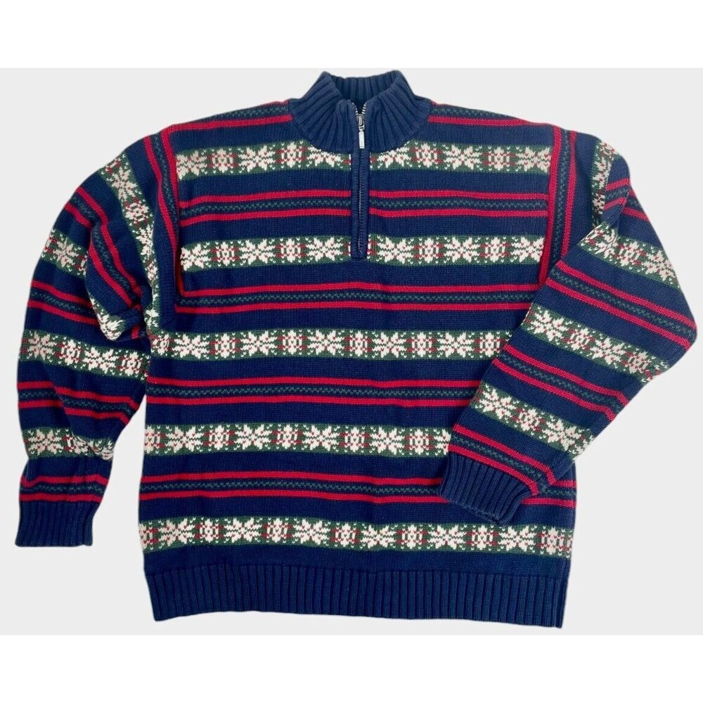 VTG Y2K Gap Fair Isle 1/2 Zip Unisex Holiday Nordic Sweater Christmas Soft M L